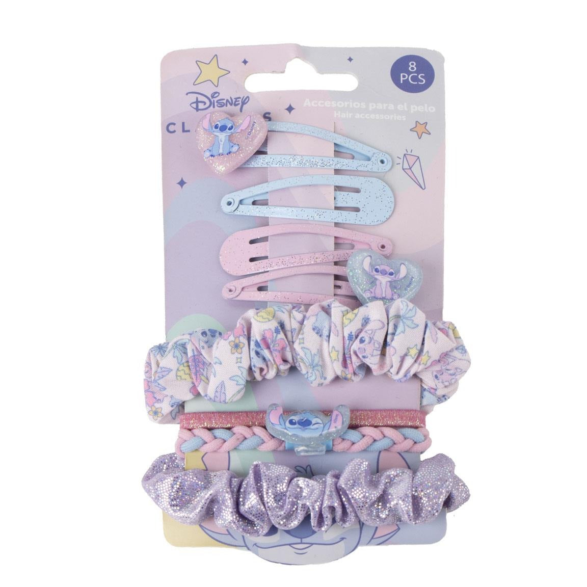 Set Accessori per Capelli Lilo e Stitch Disney (Fermagli ed Elastici)