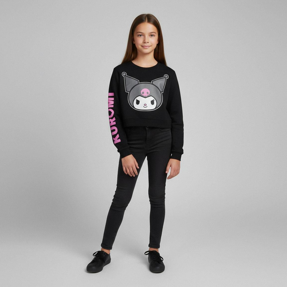 Felpa Kuromi Hello Kitty Nera Bambina e Ragazza – Cotton Brushed Cerdá