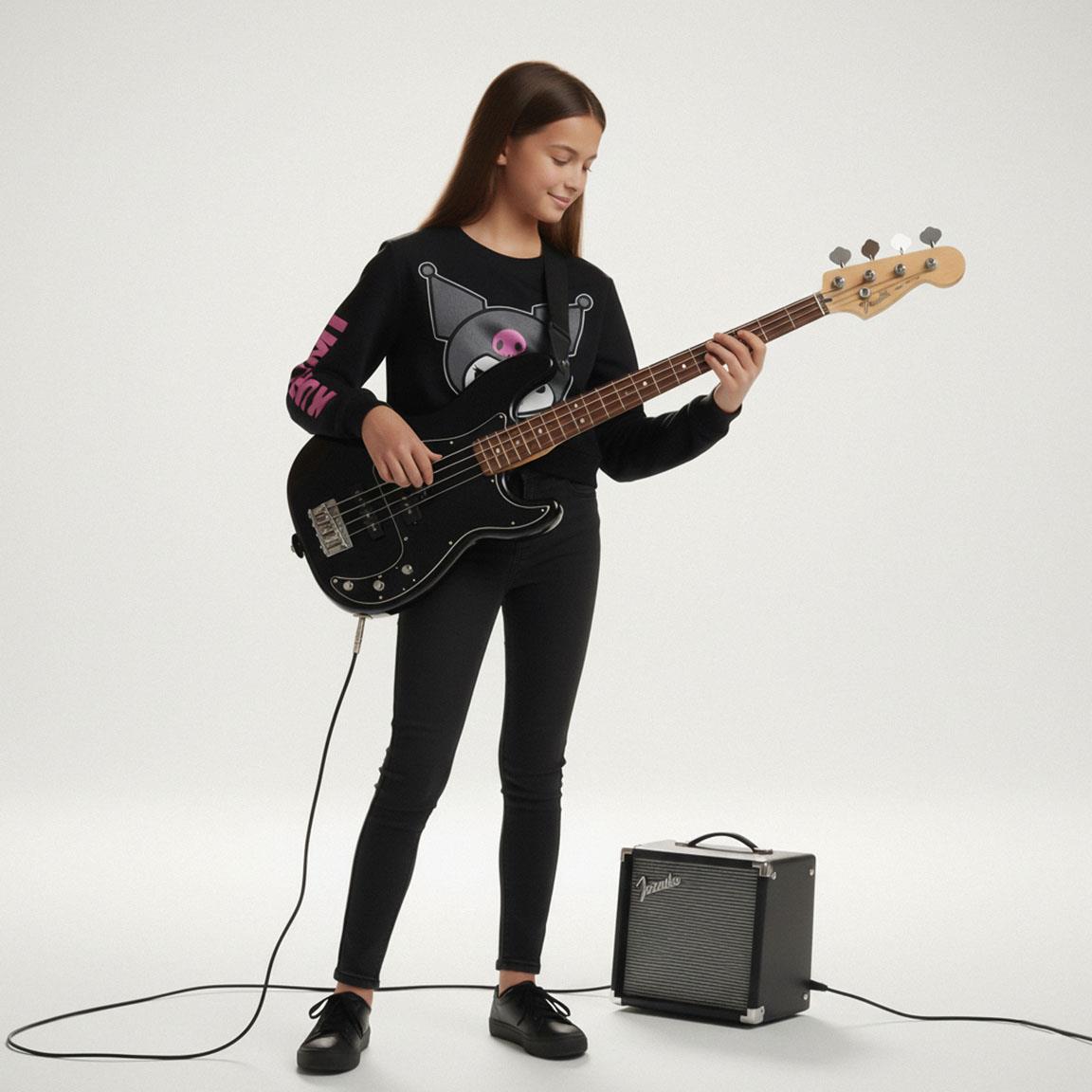 Felpa Kuromi Hello Kitty Nera Bambina e Ragazza – Cotton Brushed Cerdá