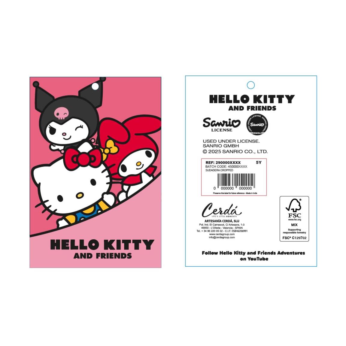 Felpa Kuromi Hello Kitty Nera Bambina e Ragazza – Cotton Brushed Cerdá