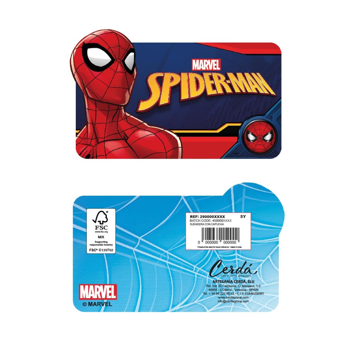 Felpa con Cappuccio Spider-Man Marvel Bambino – Blu, Cotone Felpato Cerdá