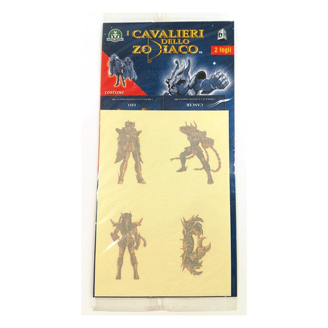 4 Tatoos Temporanei e 4 Stickers I Cavalieri dello Zodiaco