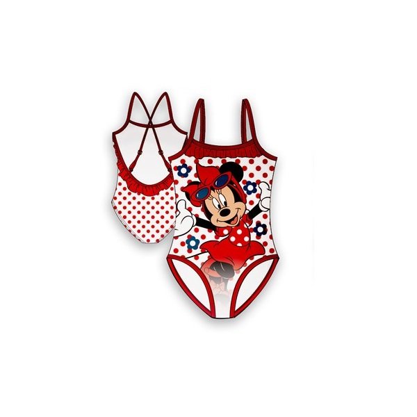 Costume da Bagno Minnie Pois Rosso Intero Bambina