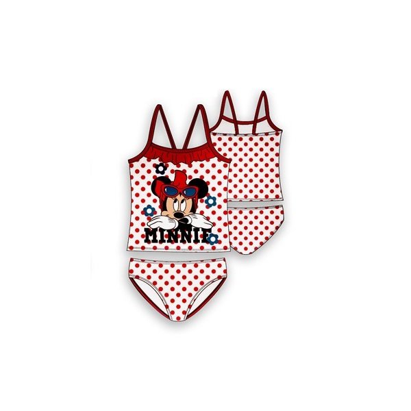 Costume da Bagno Minnie Pois Rosso Due Pezzi Bambina