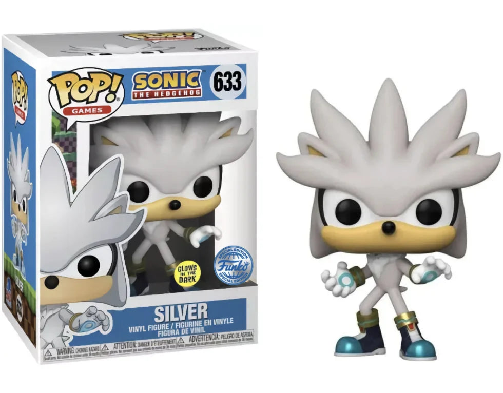 Funko Pop Silver 633 Sonic The Hedgehog Glow in the Dark Special Edition