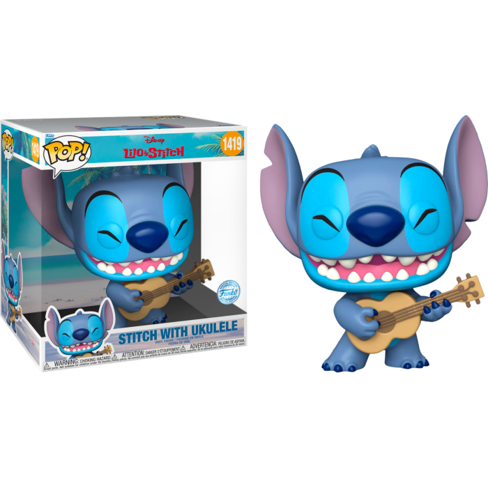 Funko Pop Stitch with Ukulele 1419 Lilo and Stitch Disney Super Sized Jumbo Special Edition