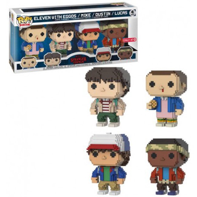 Funko Pop Stranger Things 8 BIT Special Edition confezione da 4 personaggi Undici, Mike, Dustin e Lucas