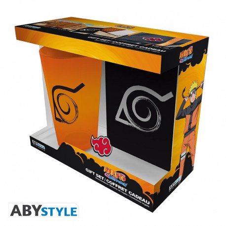Naruto Shippuden Gift Set Bicchiere con Spilla e Pocket Notebook Konoha