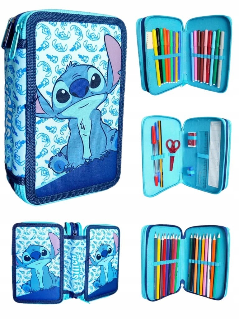 Astuccio 3 scomparti con accessori Stitch Disney