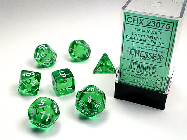 Set di Dadi Mini Translucent Green White