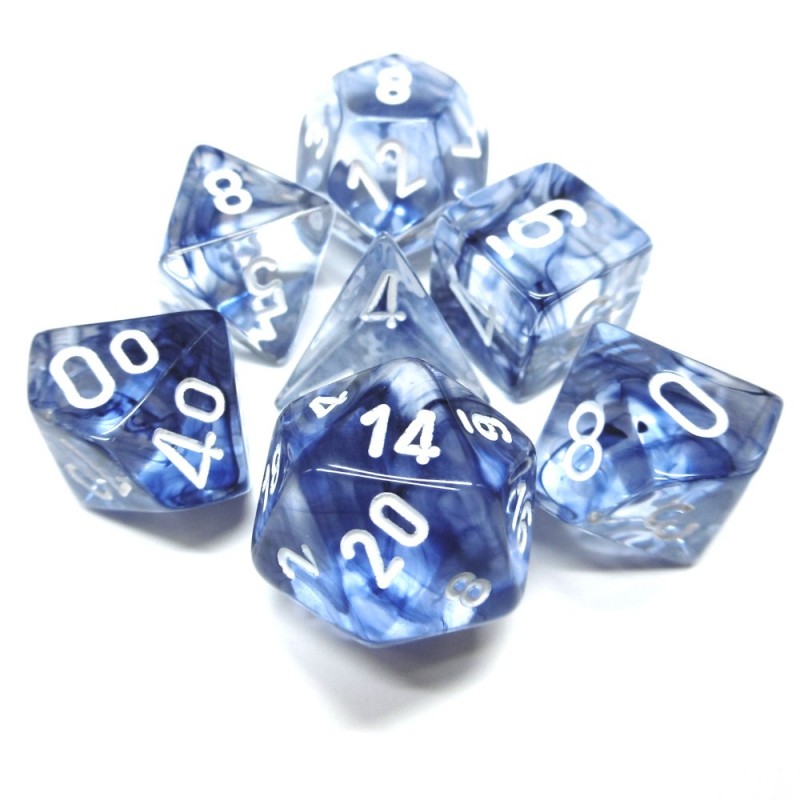 Set di Dadi Nebula Bianco Blu