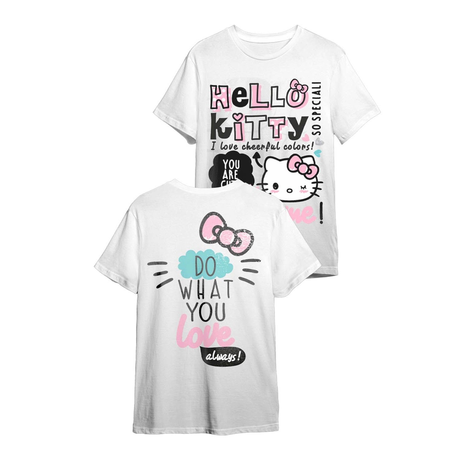 T-Shirt Hello Kitty Frasi Bianca Bambini
