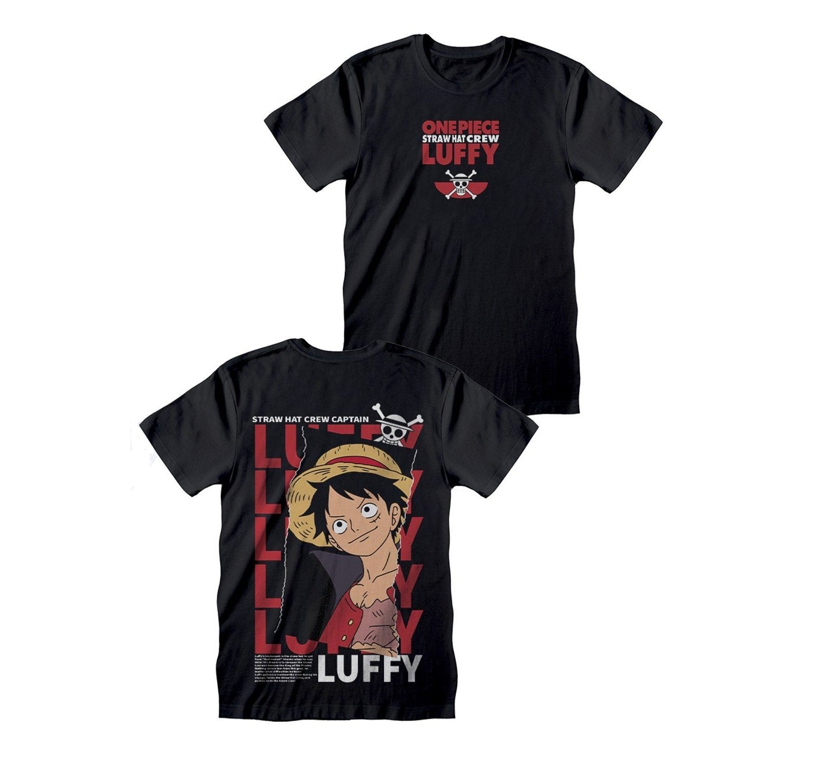 T-Shirt One Piece Straw Hat Crew Nera