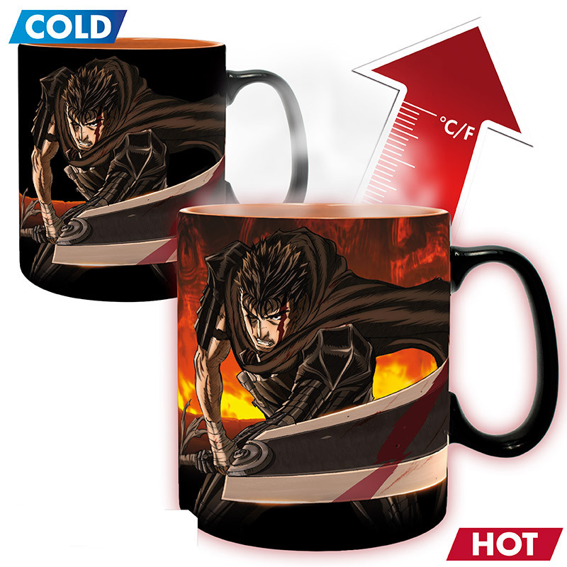 Tazza termosensibile Berserk grafica con confronto caldo freddo sulla parte