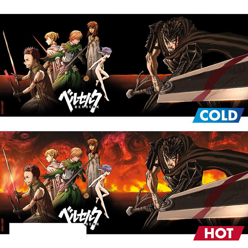 Tazza termosensibile Berserk confronto tra grafica completa caldo freddo
