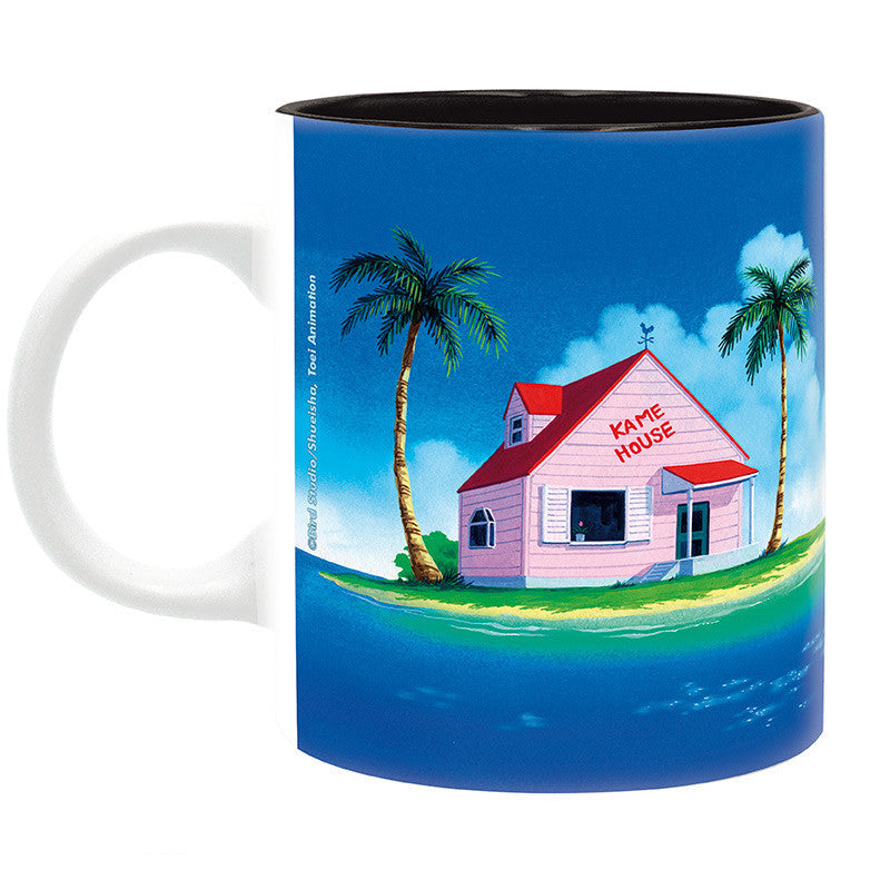 Tazza Maestro Muten genio delle tartarughe DragonBall parte posteriore con la kame house del maestro