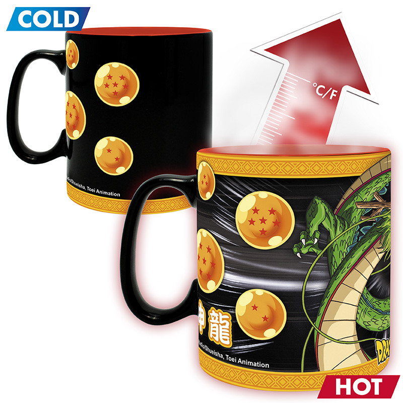 Tazza termosensibile Dragon Ball Z drago Shenron confronto tra grafica a caldo e a freddo parte posteriore
