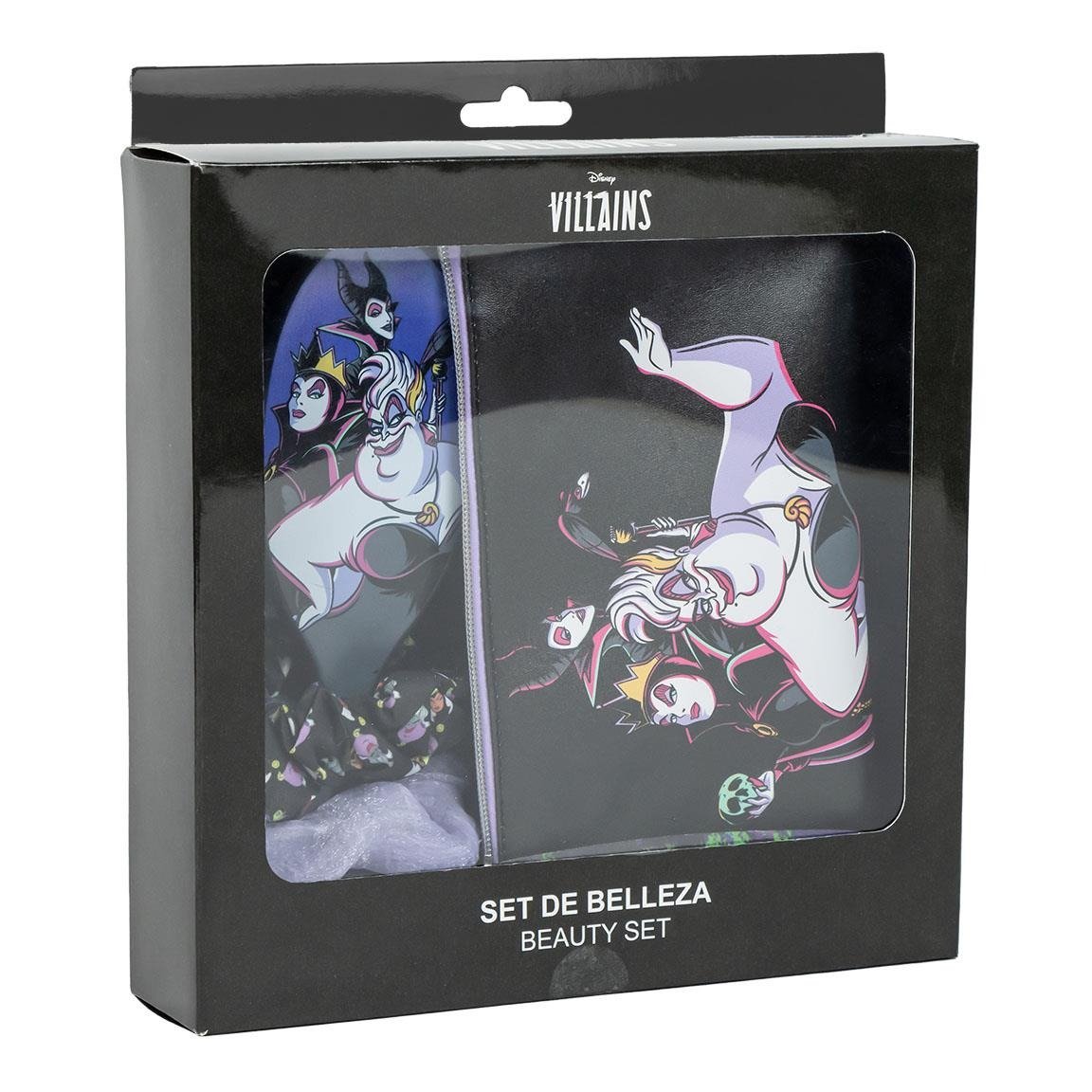 Gift box Disney villains beauty case spazzola ed elastici per capelli Ursula Grimilde e Maleficent
