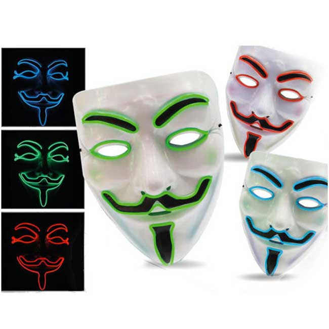 maschera anonymus con neon colori casuali