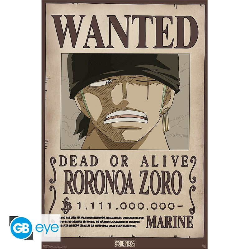Poster Wanted Zoro One Piece 91 x 61 cm