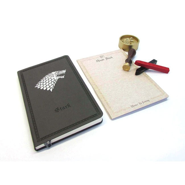 set Notebook Timbro ceralacca carte da lettera buste e fermacarte Stark Game of Thrones