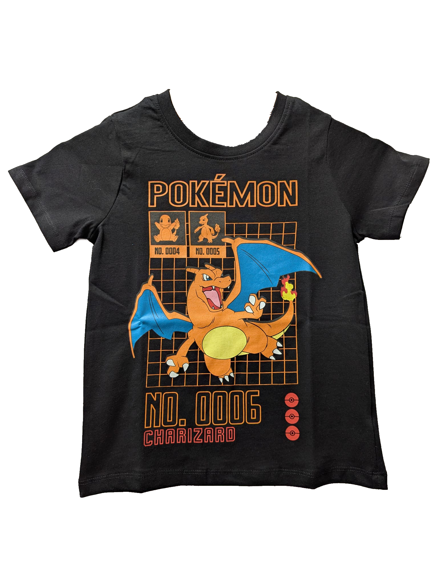 T-Shirt Evoluzione Charizard Nera Pokemon Bambini