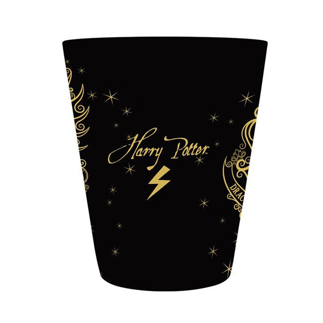 tazza nera stemma di hogwarts dorato