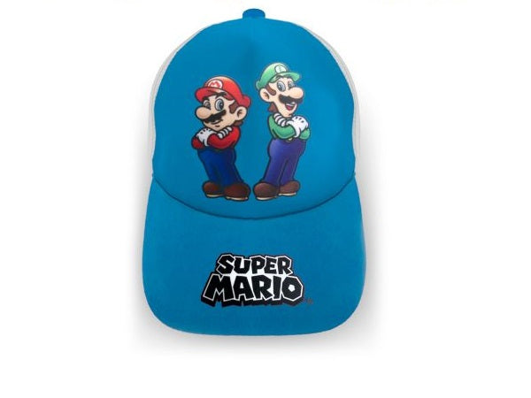 Cappello Super Mario e Luigi Celeste e Bianco regolabile