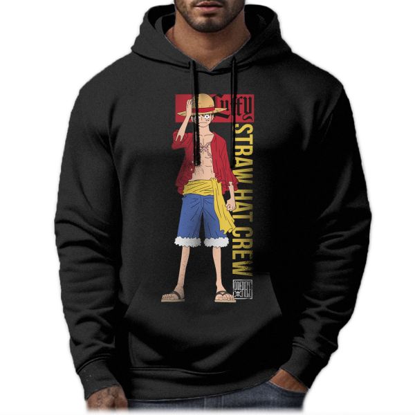 Felpa One Piece Luffy Straw Hat Crew con Cappuccio e tasche