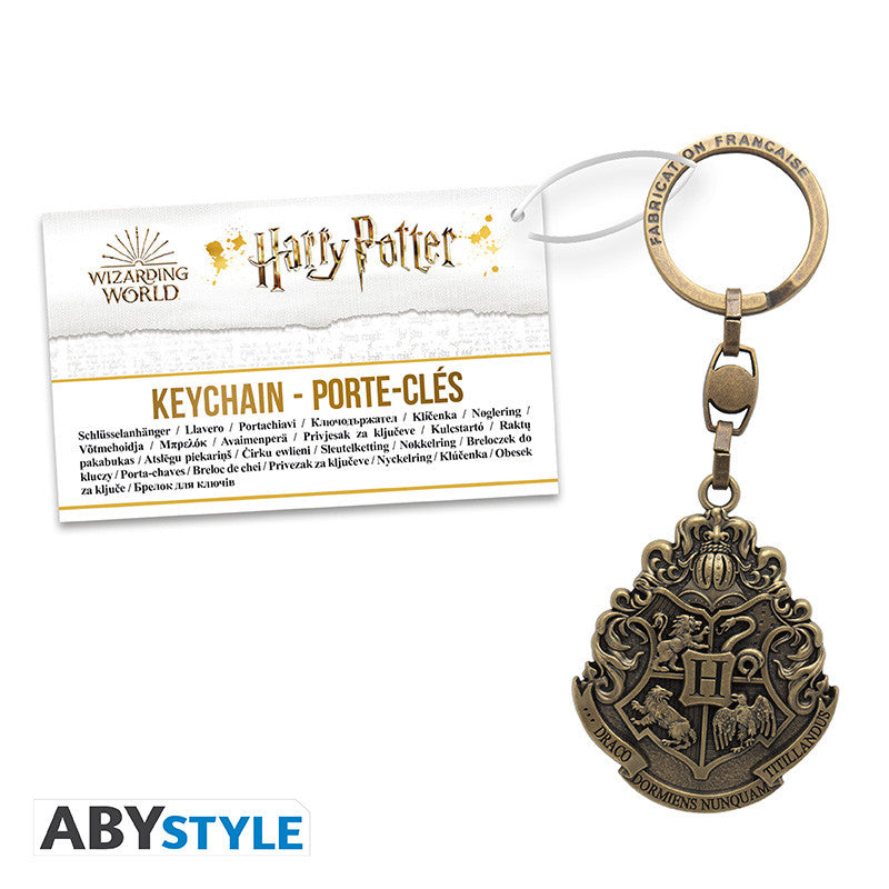 Portachiavi Stemma di Hogwarts effetto ottone antichizzato