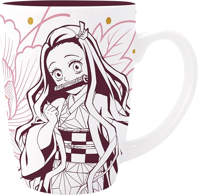 Tazza grande Nezuko 400ml con scritta dorata Demon Slayer