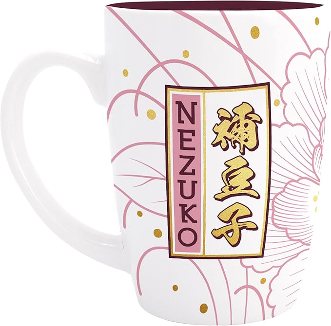 Tazza grande Nezuko 400ml con scritta dorata Demon Slayer
