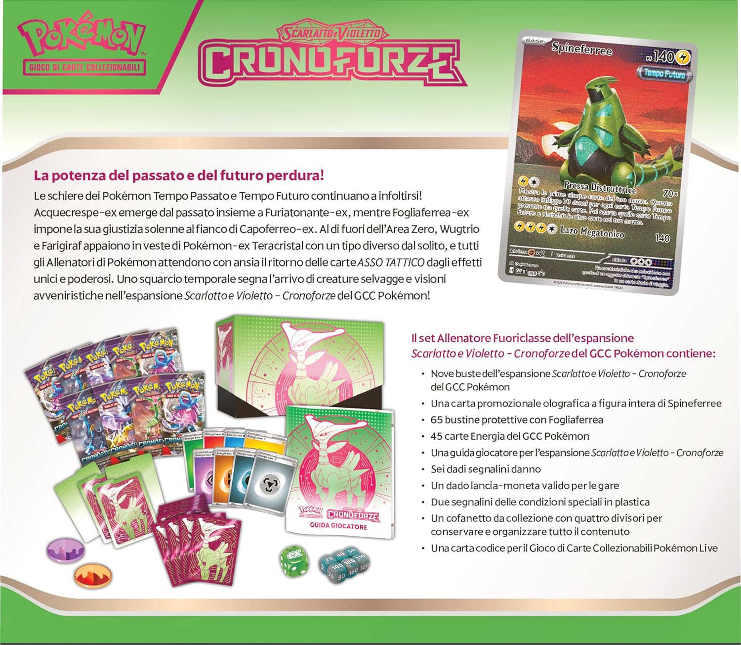 Set Allenatore Fuoriclasse Fogliaferrea Cronoforze Pokémon Scarlatto e Violetto – Italiano