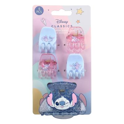 Set accessori per capelli a tema Stitch composto da 5 clips di cui 4 piccoline ed una grande