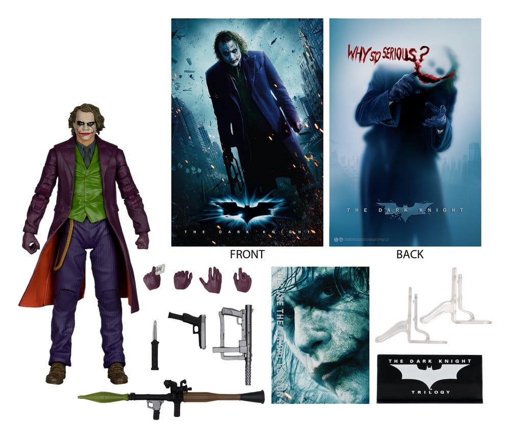 Action Figure Joker The Dark Knight e tutti i componenti presenti nella scatola 