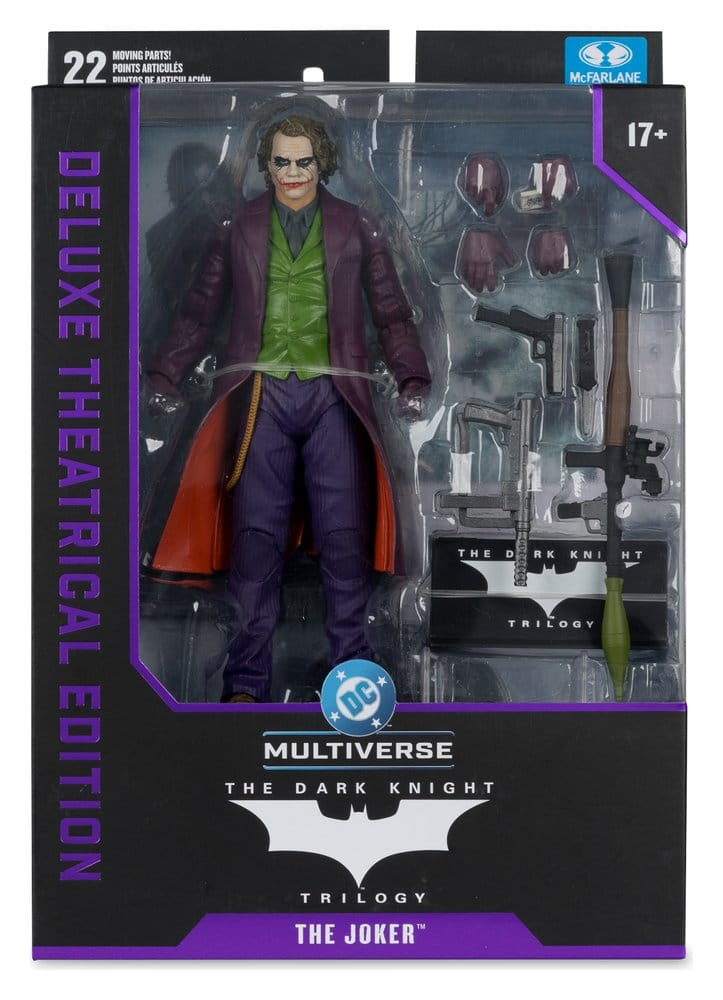 Action Figure Joker The Dark Knight confezione dell'action figure in cui si vedono tutte le arti interscambiabili 