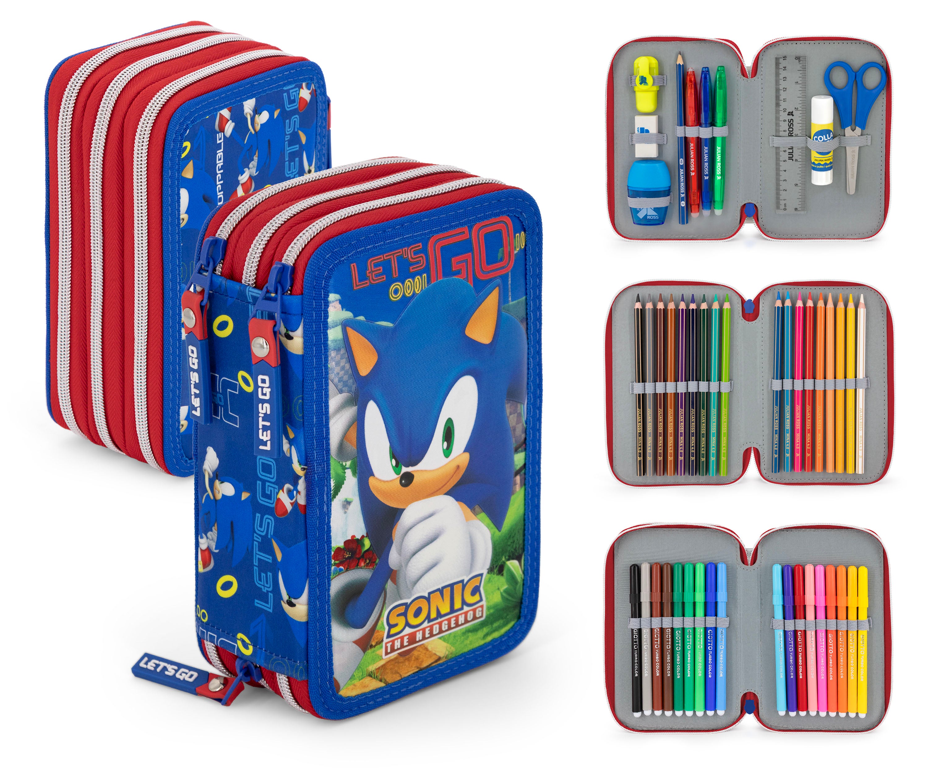 Astuccio 3 Scomparti con 46 Accessori Sonic Go
