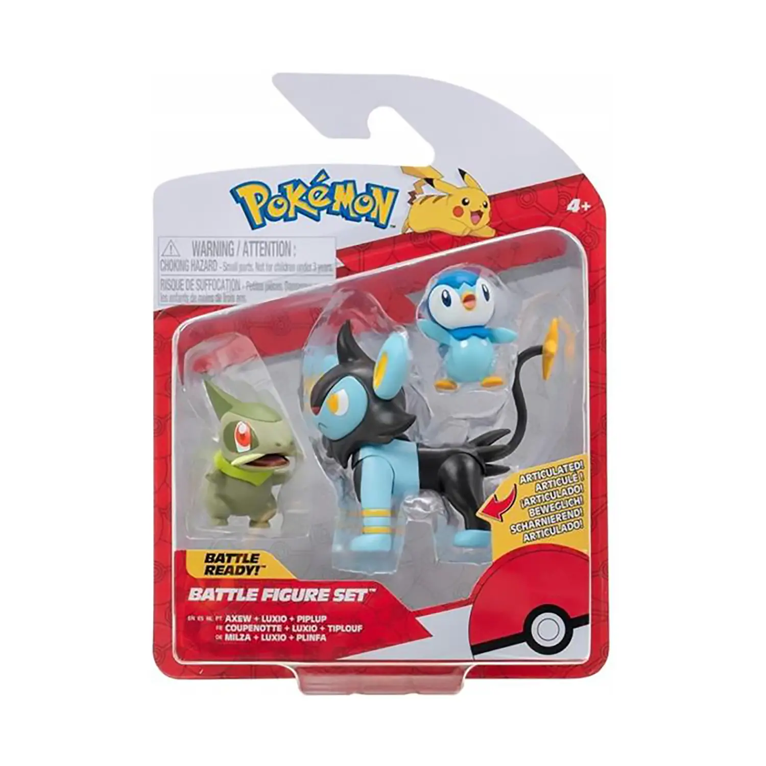 Pokemon Battle Figure Set con Axew Luxio Piplup