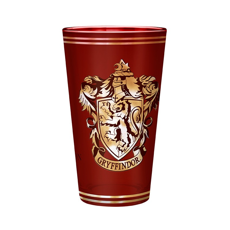 Bicchiere in vetro Grifondoro Harry Potter con stemma Grifondoro 