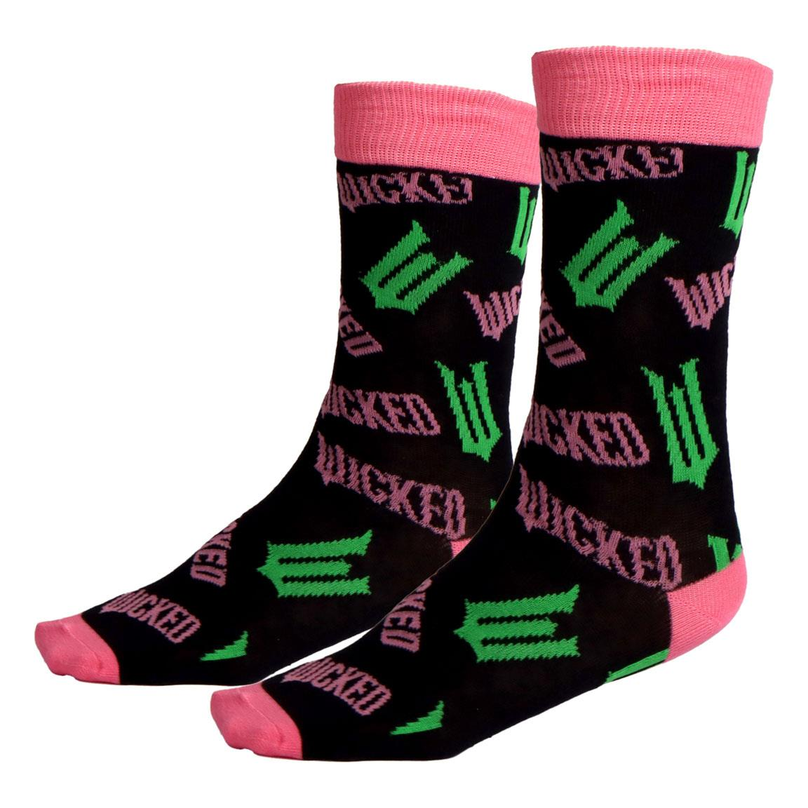 Calzini Wicked con la scritta Wicked in rosa e W in verde