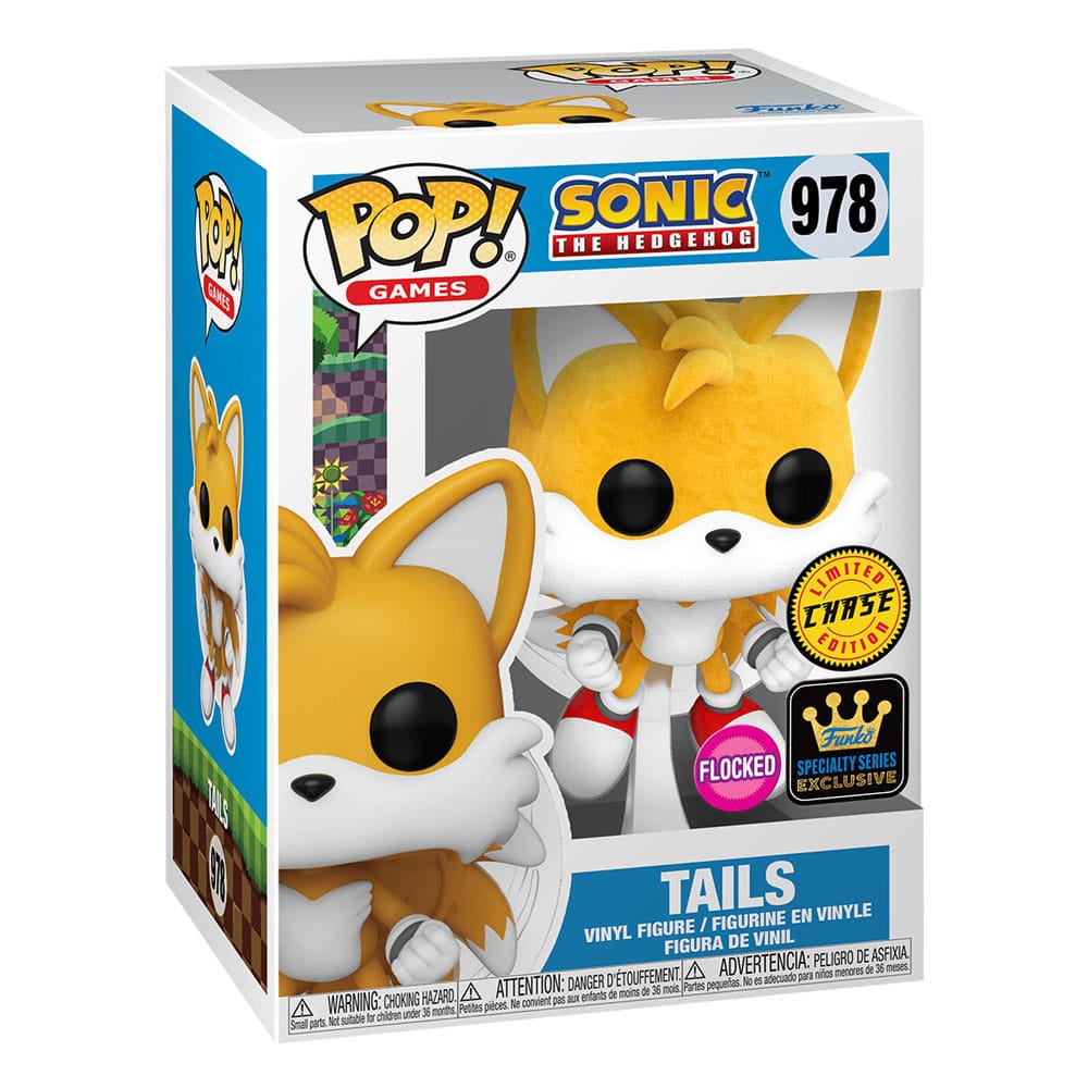 Funko Pop Tails 978 Sonic The Hedgehog CHASE Flocked