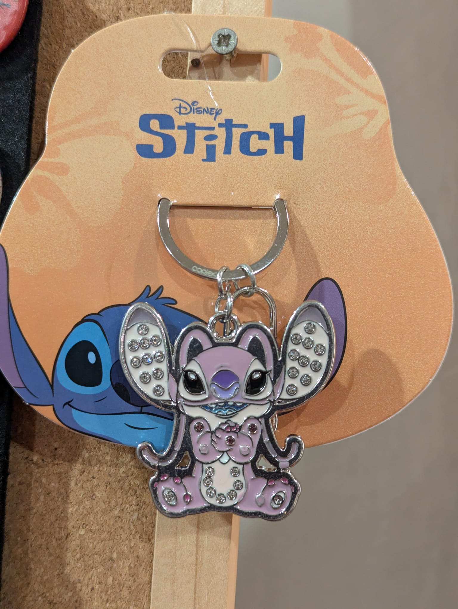 Portachiavi Angel in metallo con moschettone Lilo e Stitch Disney