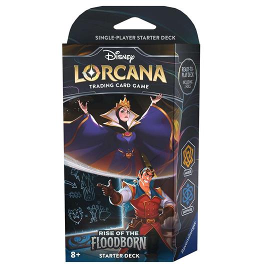 Lorcana Rise of The Floodborn Amber Sapphire Grimilde e Gaston Starter Deck ENG
