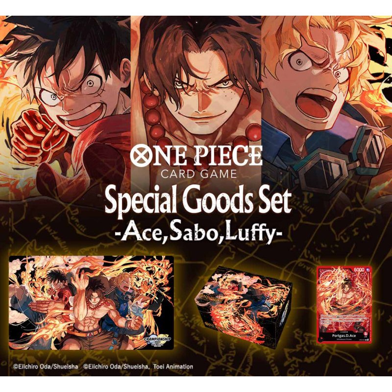 One Piece Card Game Playmat Storage Box and Card Special Good Set - Ace-Sabo-Luffy