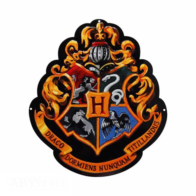 Placca in Metallo Stemma Hogwarts 28cm x 32 cm