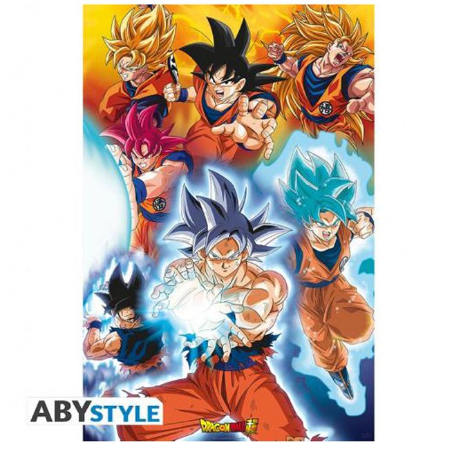Poster Dragon ball Super Goku Trasformazioni 91x61cm