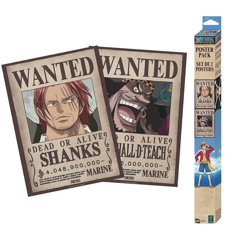 Poster Pack Wanted Shanks e Barbanera One Piece due posters 52 x 38 cm