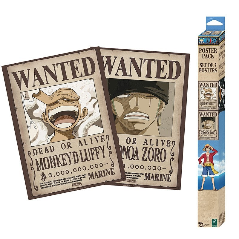 Poster Pack Luffy Gear 5 Zoro One Piece due posters 52 x 38 cm