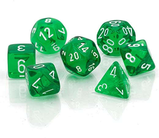 Set di Dadi Mini Translucent Green White