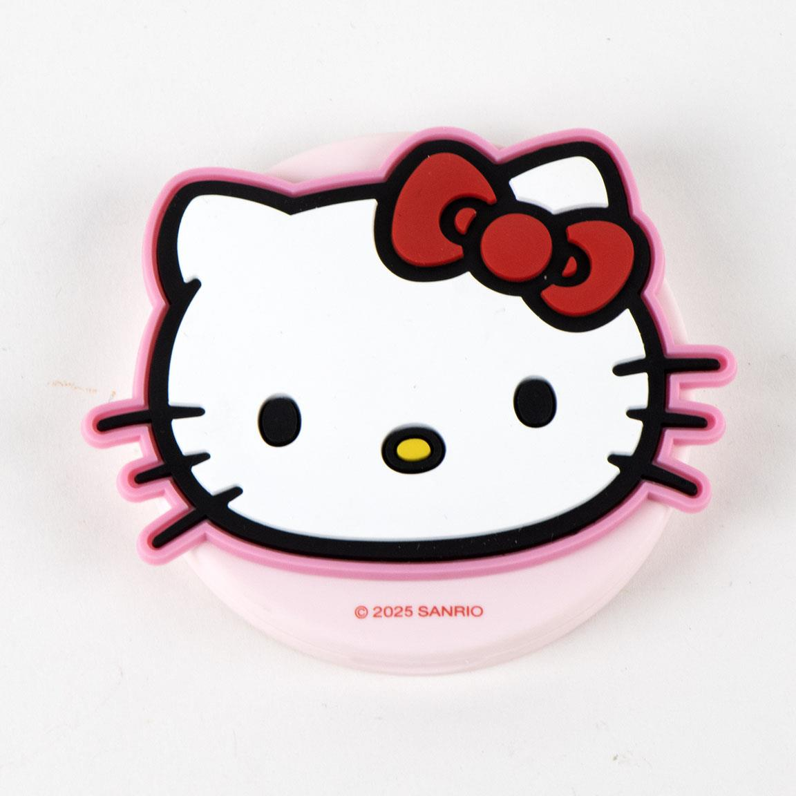 Specchio da borsa a tema Hello Kitty Sanrio foto frontale dello specchio con il volto di Hello Kitty 